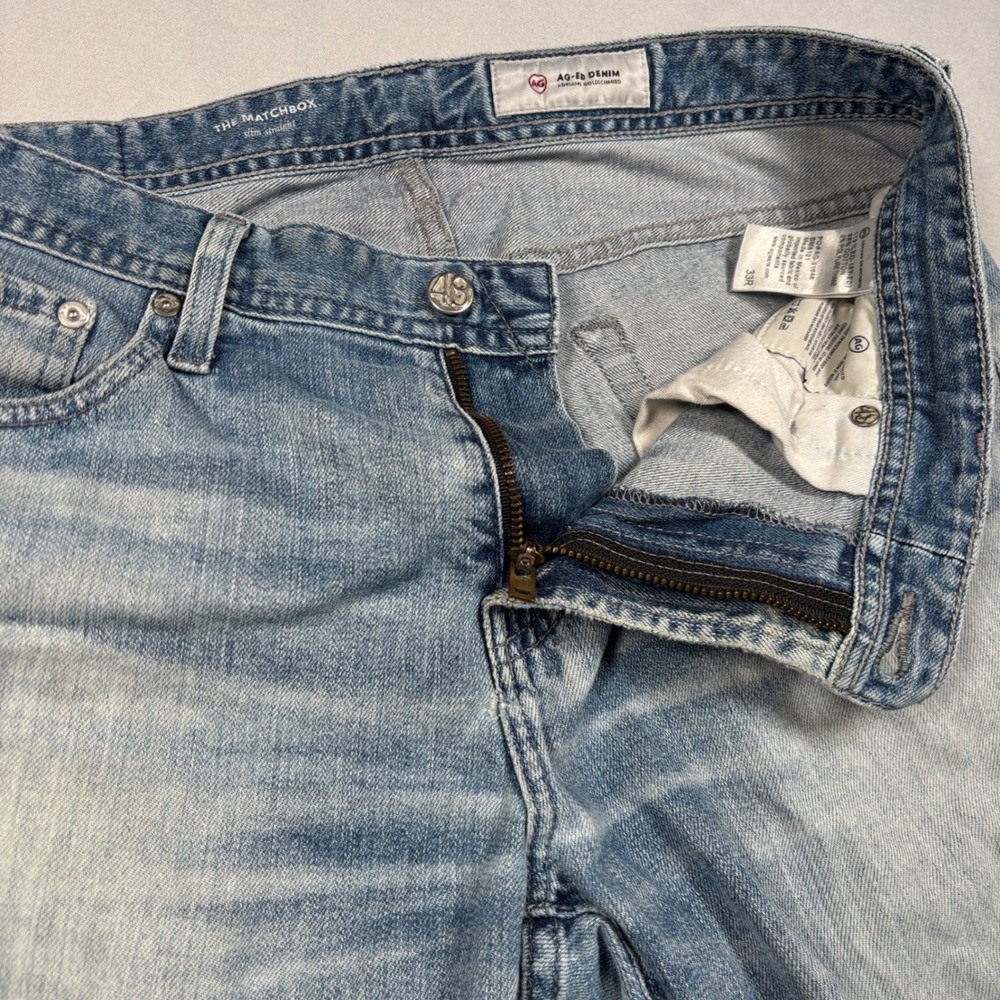 AG Adriano Goldschmied Jeans Mens 33R Light Blue The Matchbox Slim Straight 18Y - Picture 8 of 16